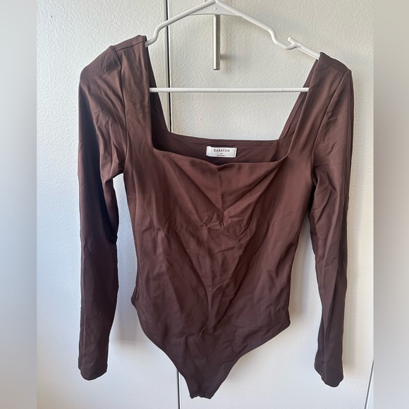 Babaton- Aritzia Squareneck Longsleeve Bodysuit -New condition- Medium, Brown - Picture 2 of 5